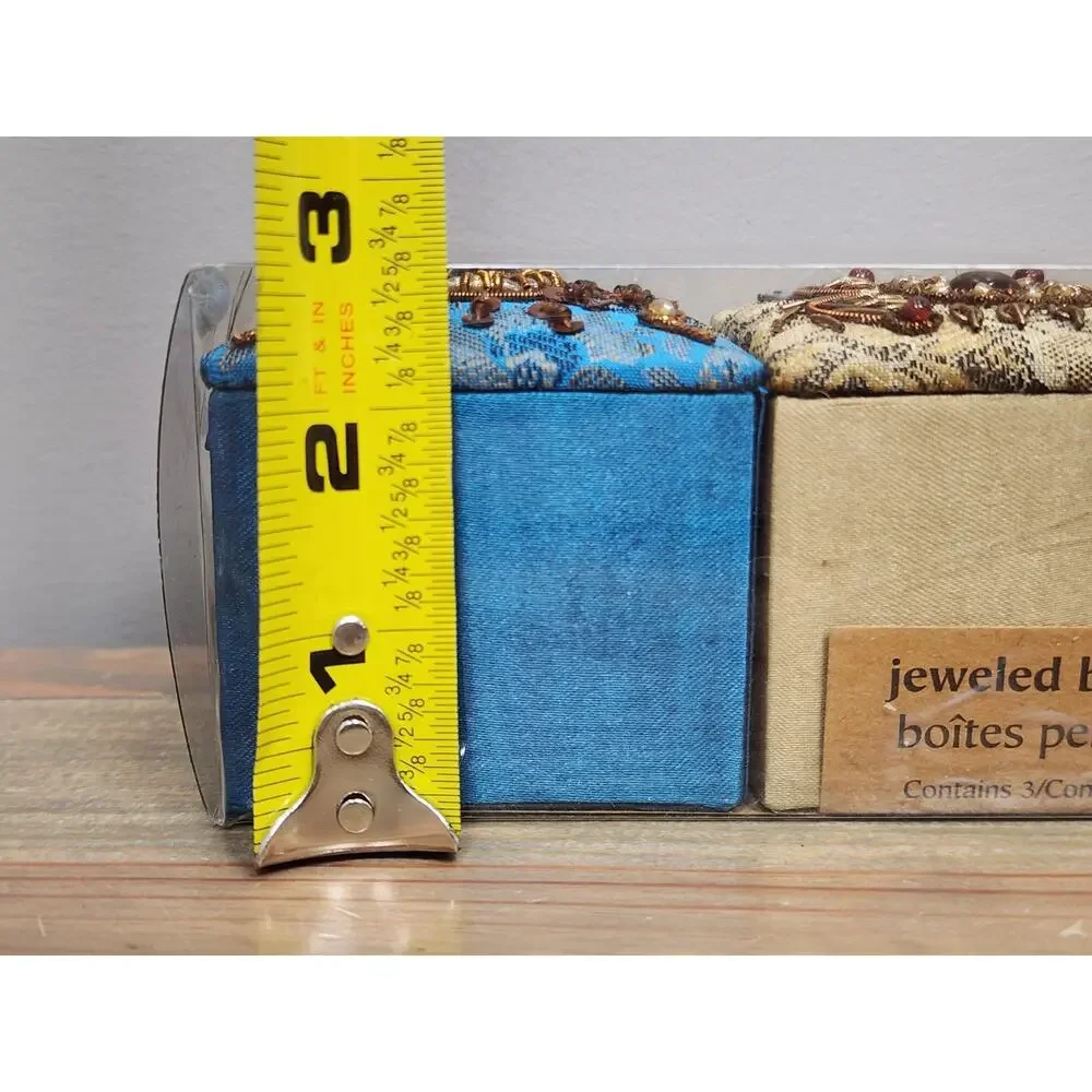 Pier 1 Discontinued Colorful Jeweled Trinket/Jewelry Boxes Set Of 3 New In Box